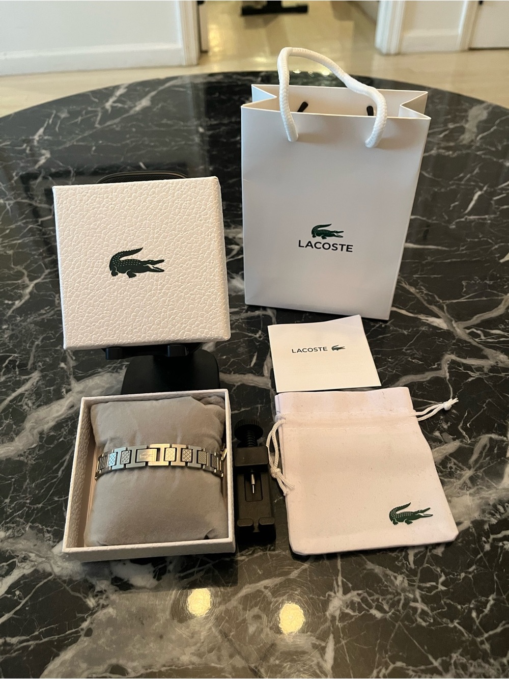 Lacoste Men’s Two-Tone Silver and Gold Bracelet Watch Band